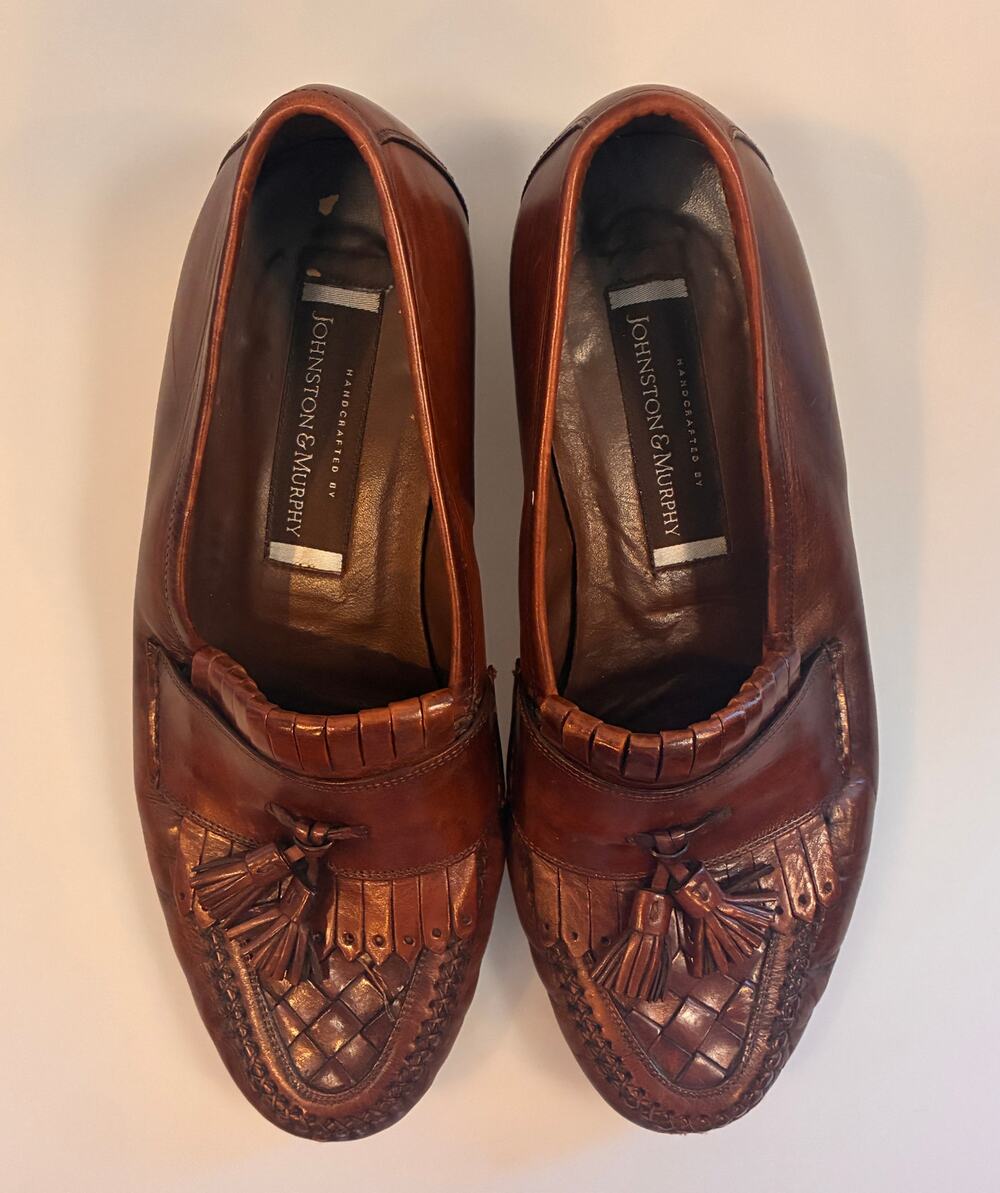 Johnston & Murphy Handcrafted Brown Leather Kiltie Tassel Loafers Men's ~8-8.5